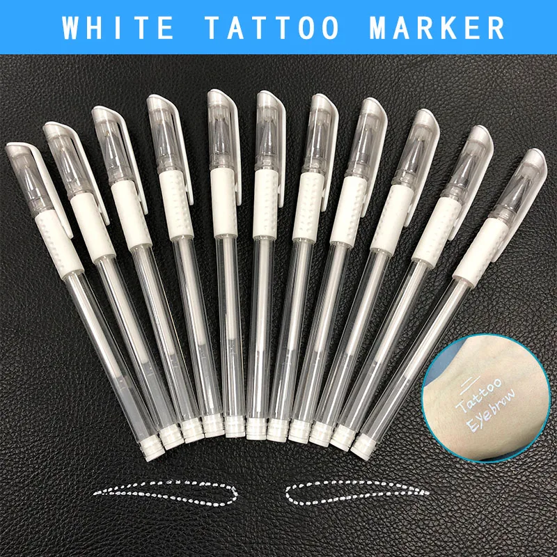 

White Tattoo Surgical Skin Marker Pen Permanent Makeup Eyebrow Microblading Accessories Scribe Pen Position Tattoo Supplies