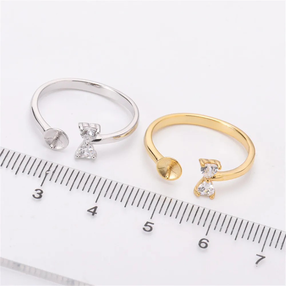 

Fashion Rings Resizable Design Rings Base 925 Sterling Silver Pearl Rings Settings Women DIY Pearl Rings Accessory No Pearl