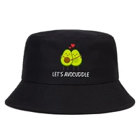 2021 kawaii cartoon avocado print summer hat women men panama bucket cap the design flat visor anime fisherman hat