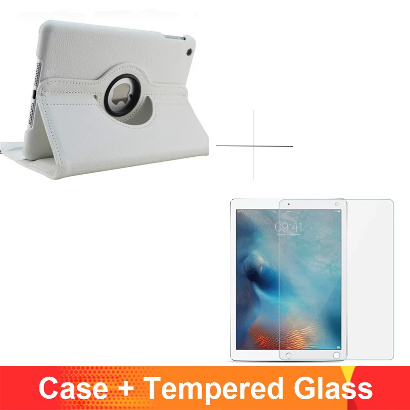 White add glass 360 градусов вращающийся из искусственной кожи с откидной крышкой чехол для iPad 2/3/4 Чехол подставка чехол s Смарт планшет A1395 A1396 A1416 A1430 A1458 A1460 - Цвет: White add glass