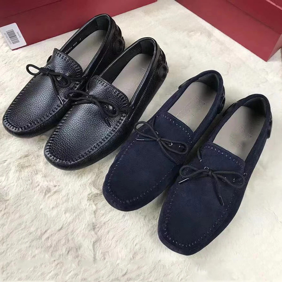 

Men Loafers High Quality Luxury Genuine Leather Shoes Men Flats Lightweight Driving Shoes