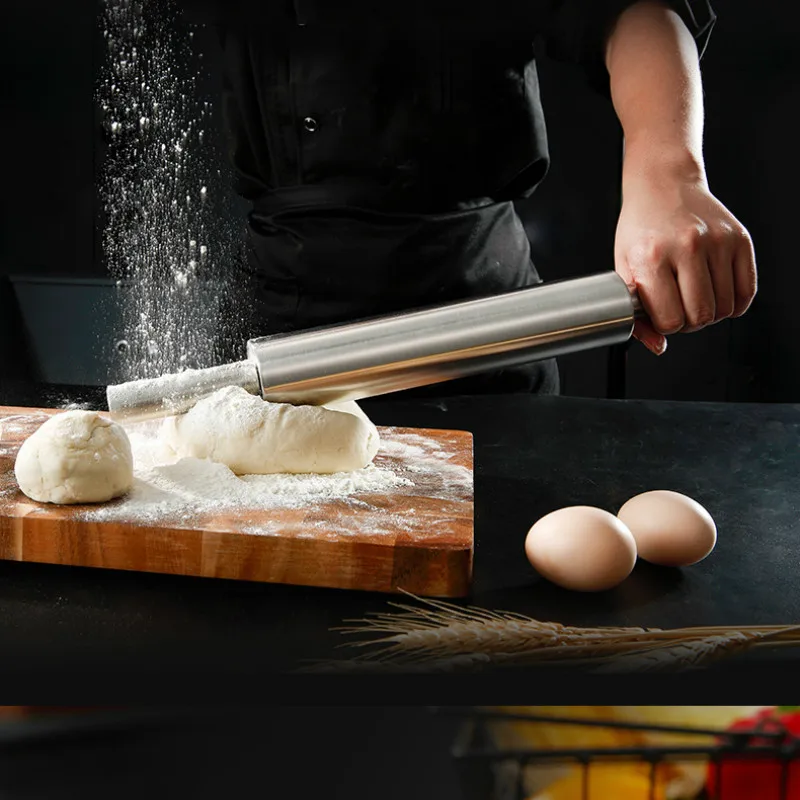 

Cake Tools Rolling Pin Bakery Accessories Non Stick Dough Stainless Steel Rolling Pin Reposteria Kitchen Bakeware DB60GM
