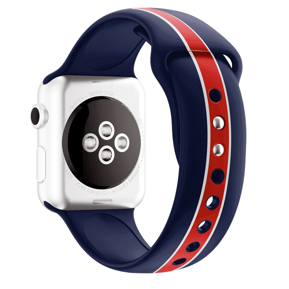 Спортивные костюмы в полоску, ремешок для наручных часов Apple Watch 5 Series 5 4/3/2 Браслет ремешок для наручных часов iWatch 38 мм/40 мм/42 мм/44 мм мягкий силиконовый сменный ремешок