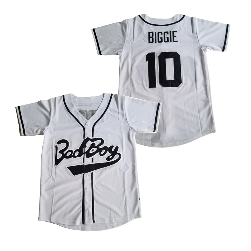 

BG baseball jerseys bad boy 10 BIGGIE jersey Outdoor sportswear Embroidery sewing white Hip-hop Street culture 2020 new