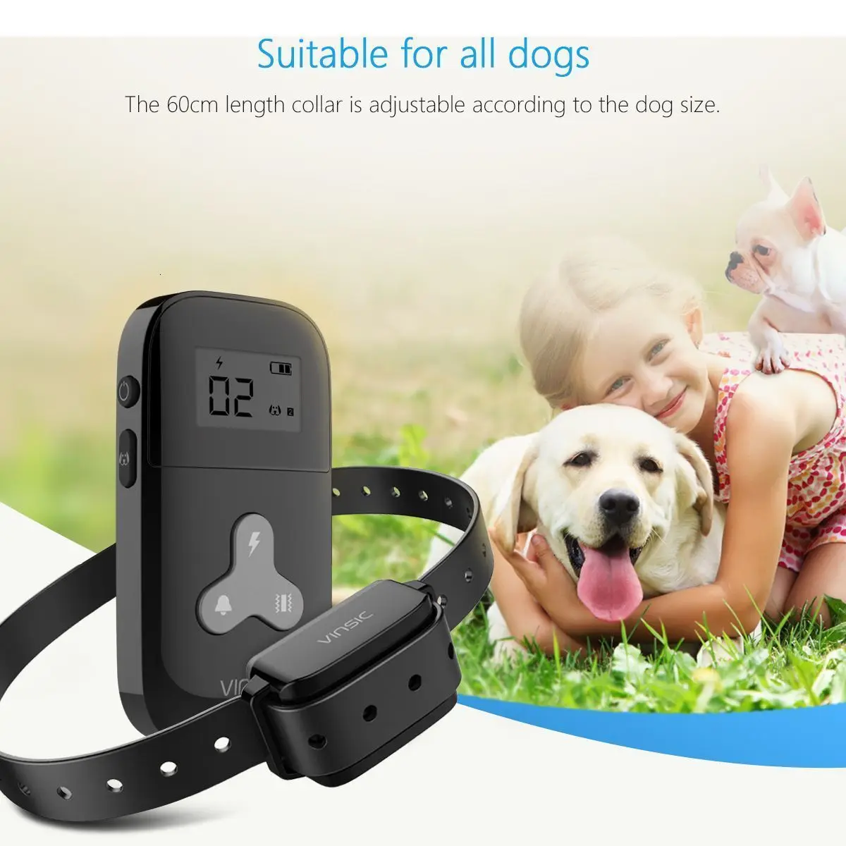 300M Remote Dog Training Collar Electronic Vibration Shock Collars Rechargeable IP67 Waterproof LCD Display Anti Bark Trainer