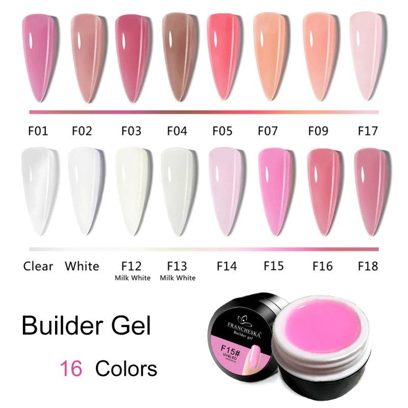 

15ml Francheska Jelly Extension Nail Gel Nail Gel Clear Natural Camouflage Color Fibre Varnish Nail Art DIY Glitter Polish TSLM1