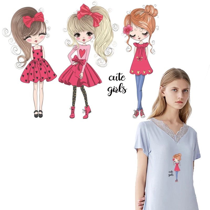 

Симпатичная девушка, термоклейкая нашивка, модный термотрансферный аксессуар «сделай сам», наклейки, аппликация для одежды, значки, моющие...