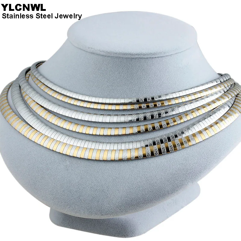 Модные ожерелья из нержавеющей стали для женщин чокер золотого цвета