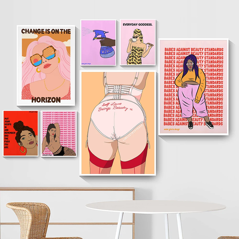 

Canvas Painting Wall Art Girl Power Feminist Self Love Motivational Posters and Prints Pictures for Living Kids Room Decor
