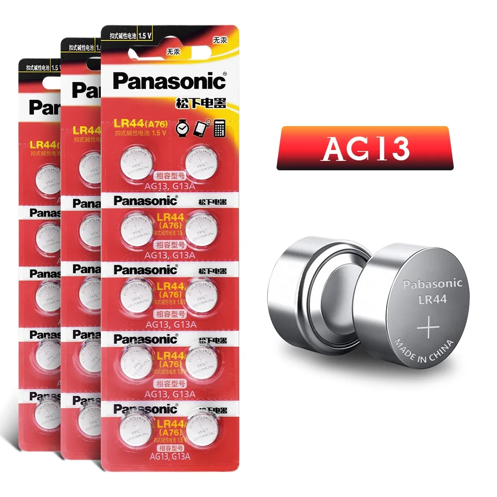 

Panasonic 2-50Pcs AG13 1.5V Button Cell Batteries A76 G13A ag13 LR1154 SR44 100% Original Disposable Alkaline Coin Batteries
