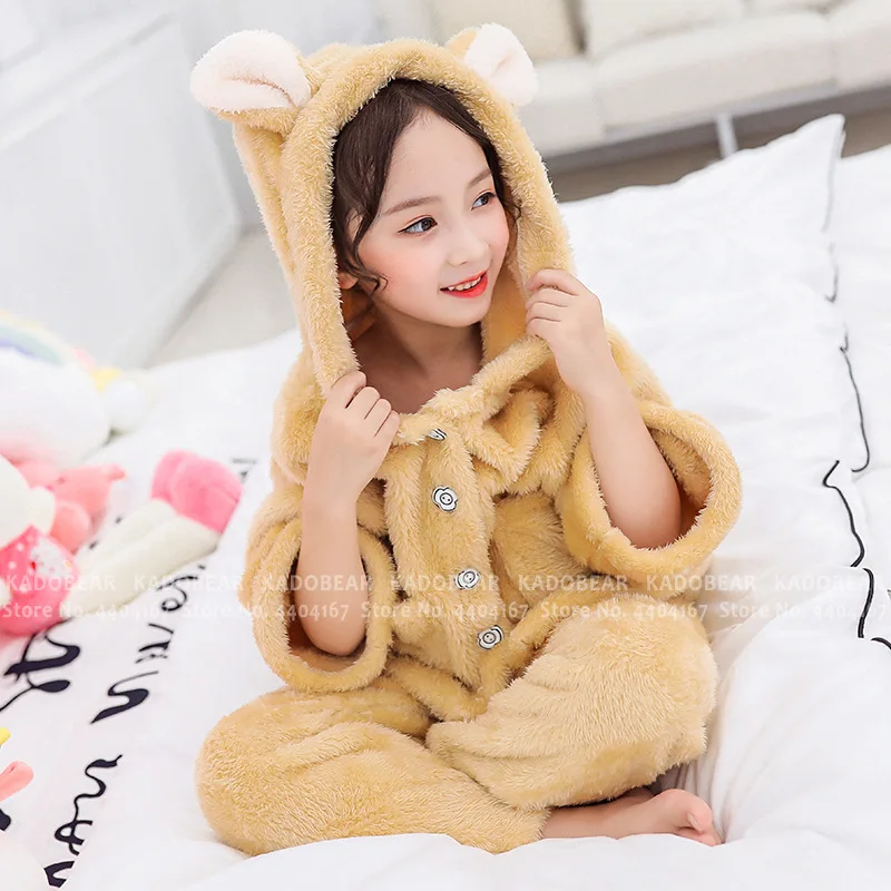 Детские пижамы Фланелевая Пижама на Рождество коралловый флис Детский комплект