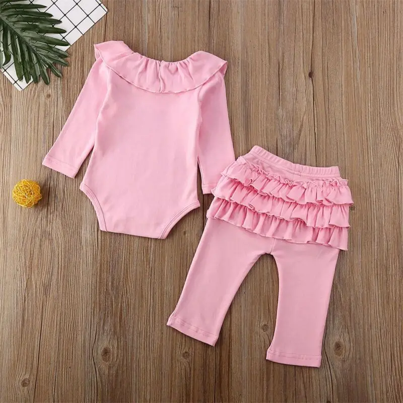 

2020 Newborn Infant Baby Girls Romper Autumn Outfits Clothes long sleeve Top Playsuit jumpsuit Ruffle lace Pants Leggings Set