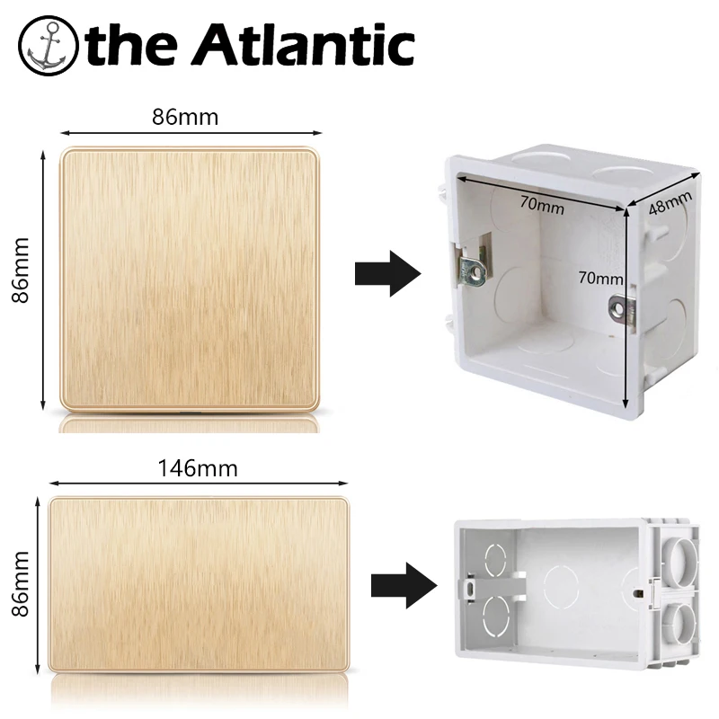 Atlectric международный стандарт 3 5 PIN розетка питания алюминиевая панель с