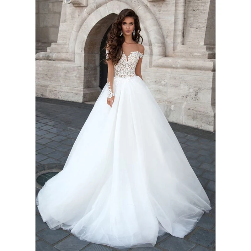 Свадебные платья с длинным рукавом 2022 винтажное кружевное платье прозрачное