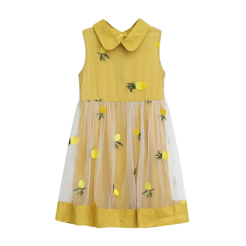 

Pineapple Embroidery Perspective Dress For Girls Dresses 2020 Summer Girls Princess Dress Chidlren Kids Fashion Dress