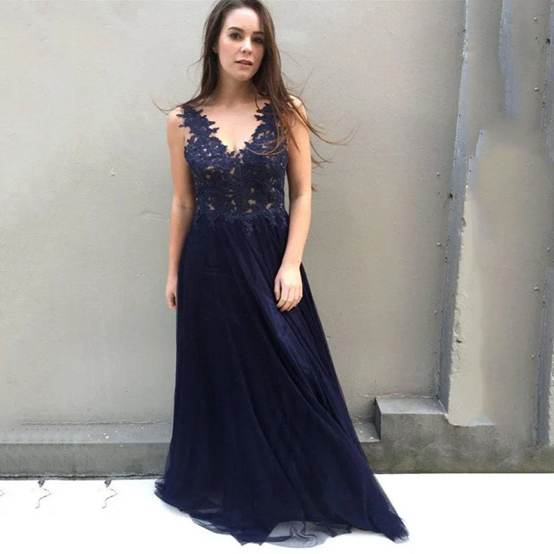 Темно синие дешевые платья для выпускного вечера 2019 сексуальные глубокий v
