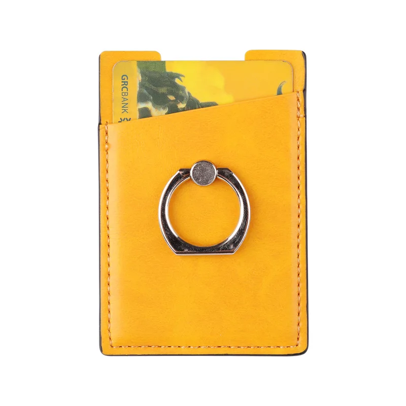 yellow 1 шт., держатель для карт, женский, кредитный ID держатель для карт, мужской карман, клейкий, с кольцом на палец, Tarjetero Hombre - Цвет: yellow
