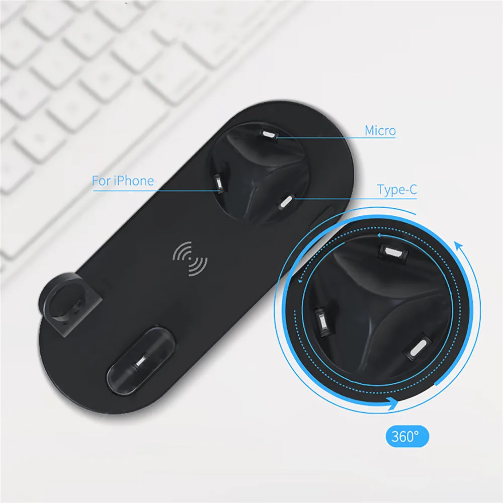 

4 in 1 QI Wireless Charger USB Fast Charging Dock Holder 10W for iphone AirPods 2 Pro For iWatch 4 3 2 1 For Samsung Smart Phone