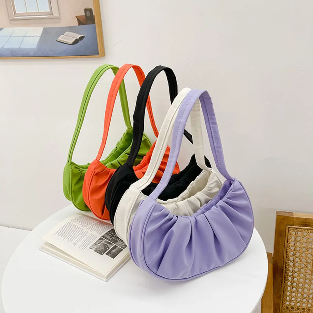 

Летние Плиссированные сумки для женщин 2021, нейлоновые облачные сумки, Повседневная маленькая сумка-тоут, сумки на плечо для покупок, женска...