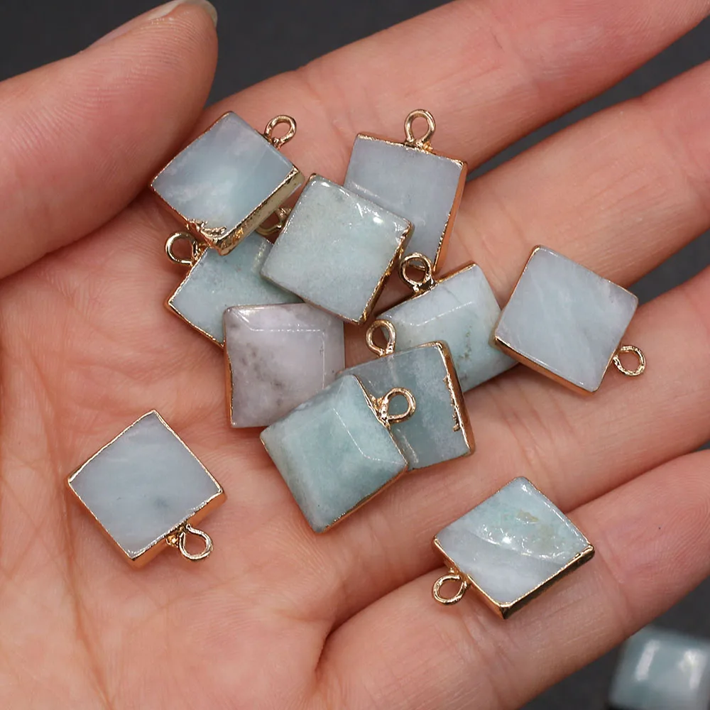 

Natural stone Square shape Semi-precious Pendant exquisite Charms For jewelry making DIY necklace and earring accessories
