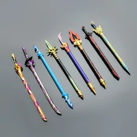 anime genshin impact stationery cosplay metal weapons raiden shogun diluc black ink office school writing pen gifts collection