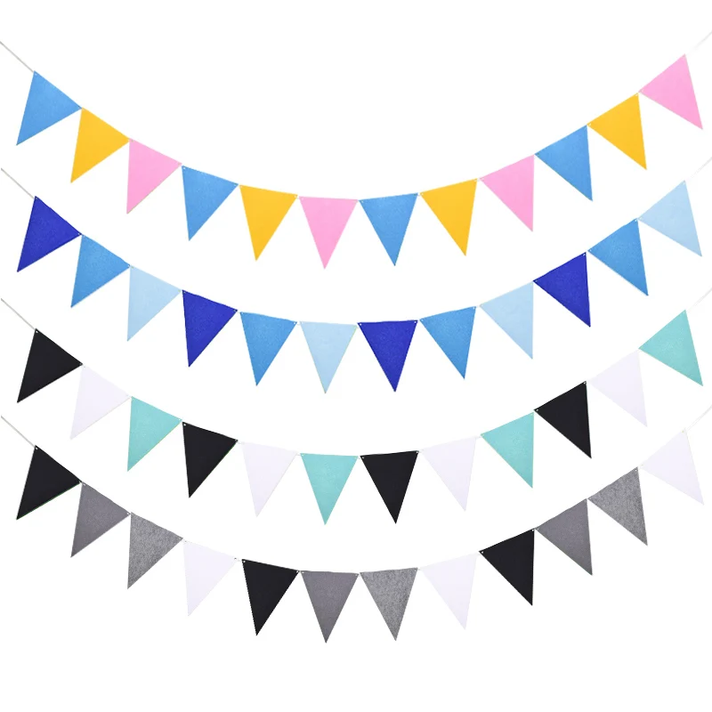 

5M 18 Flags Colorful Felt Banner Garlands Birthday Bunting Pennant Baby Shower Wedding Garland Flags Party Decoration Supplies
