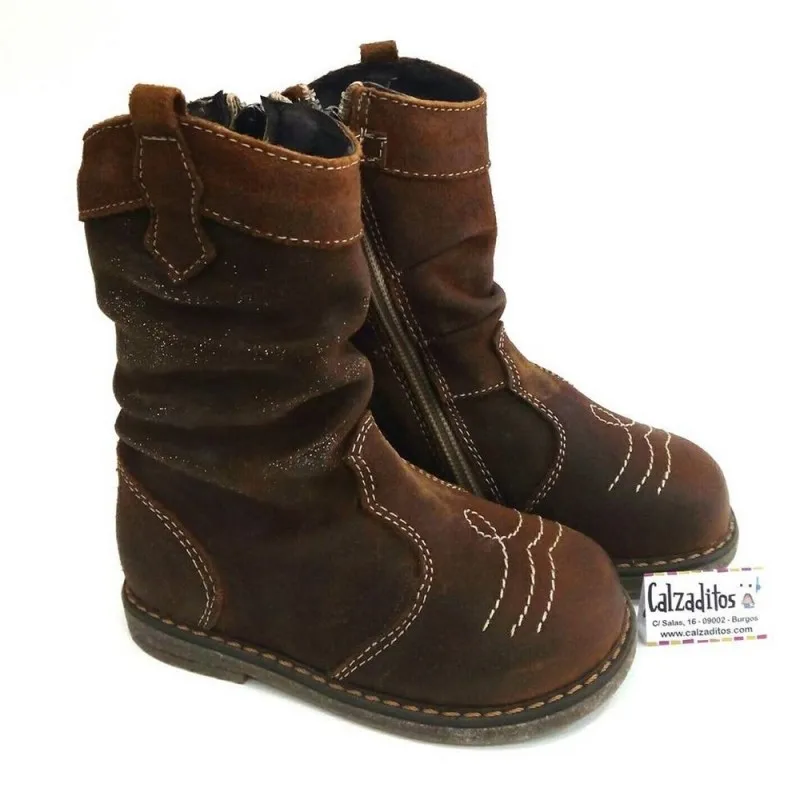 Высокие ботинки меховой Камуфляж для девочек коричневого цвета Nens | Детская