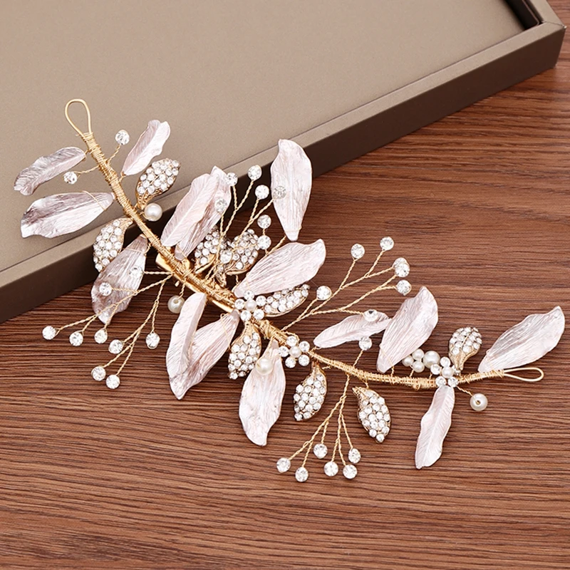 

Bridal Hair Clips Headband Pearl Rhinestone Wedding Hair Accessories Tiara Handmade Gold Wedding Headband For Women Hair Jewelry