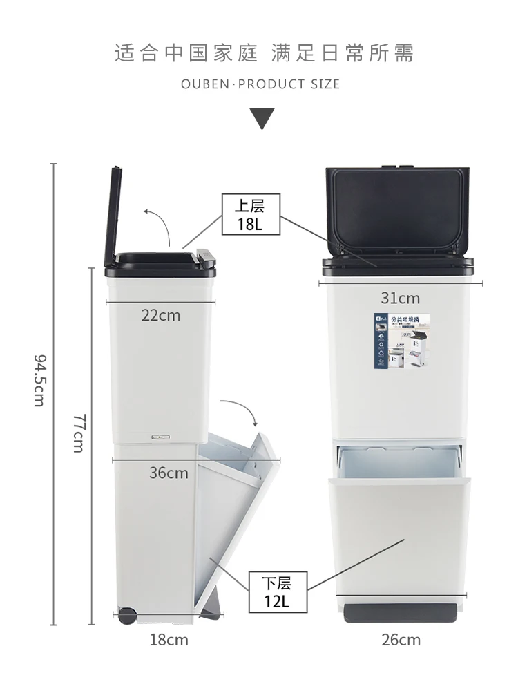 Двойные слои компоста мусора для Кухня хранения отходов корзины нулевой