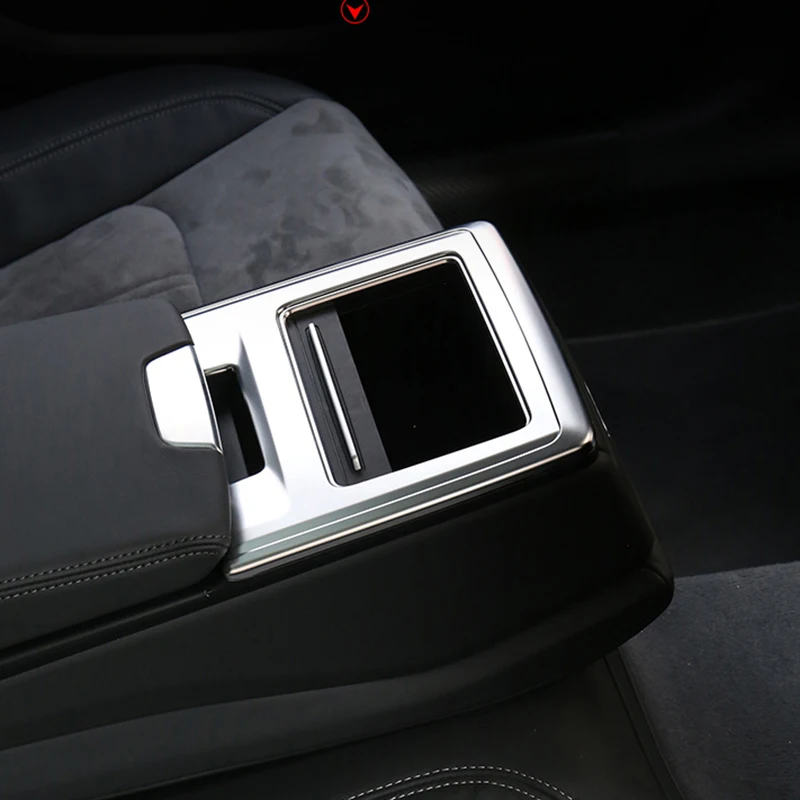 

1pc Car Rear Seat Storage Box Trim Cover for Audi A6 C8 2019 Water Cup Holder Frame Strip Car Storage Box Interior Decor Sticker