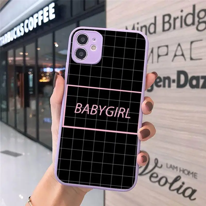 

BABY Babe Babygirl Phone Case For iPhone 12 11 Mini Pro XR XS Max 7 8 Plus X Matte transparent Purple Back Cover