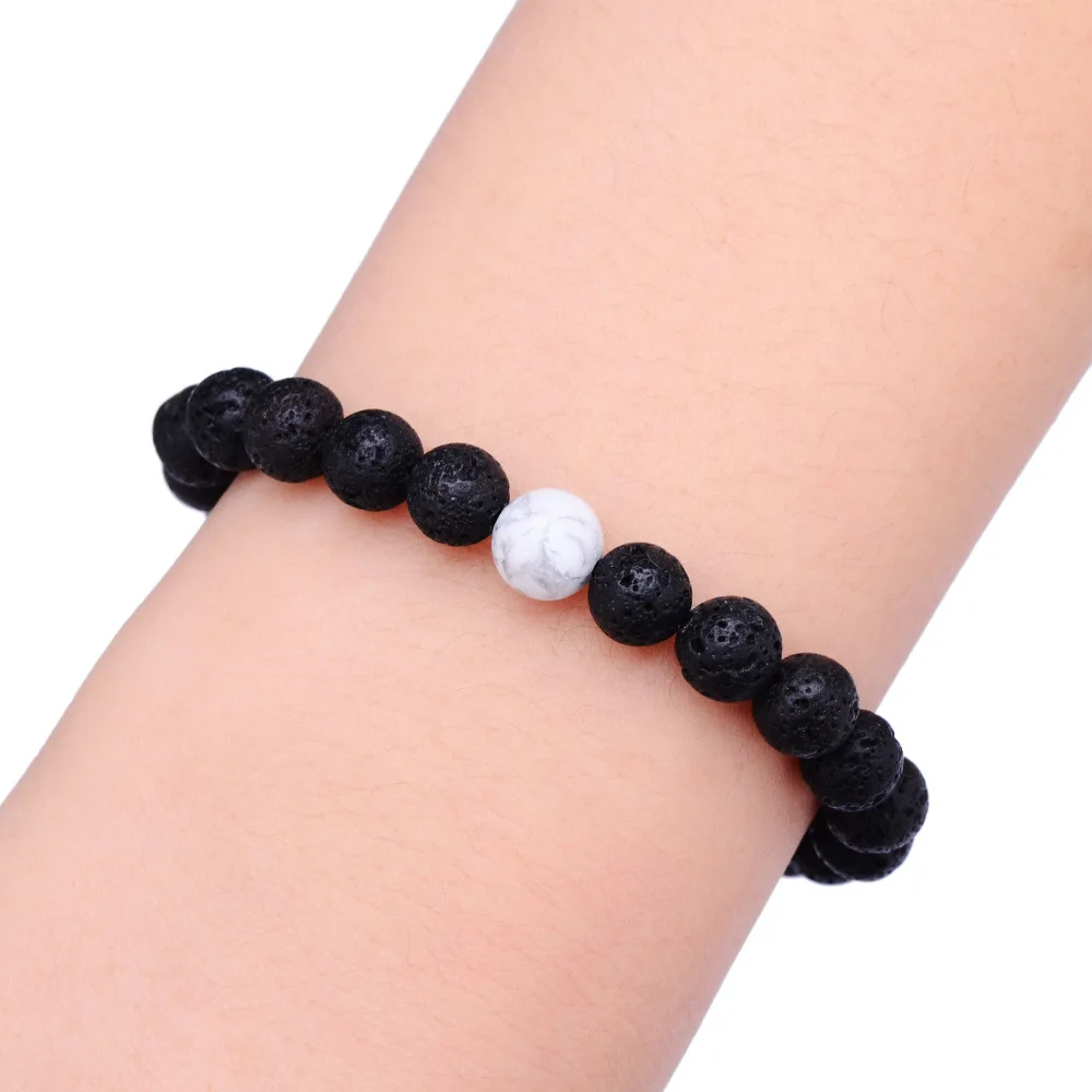8mm Natural Howlite Black Lava Stone Bracelet DIY Aromatherapy Essential Oil Diffuser Women Men jewelry | Украшения и аксессуары