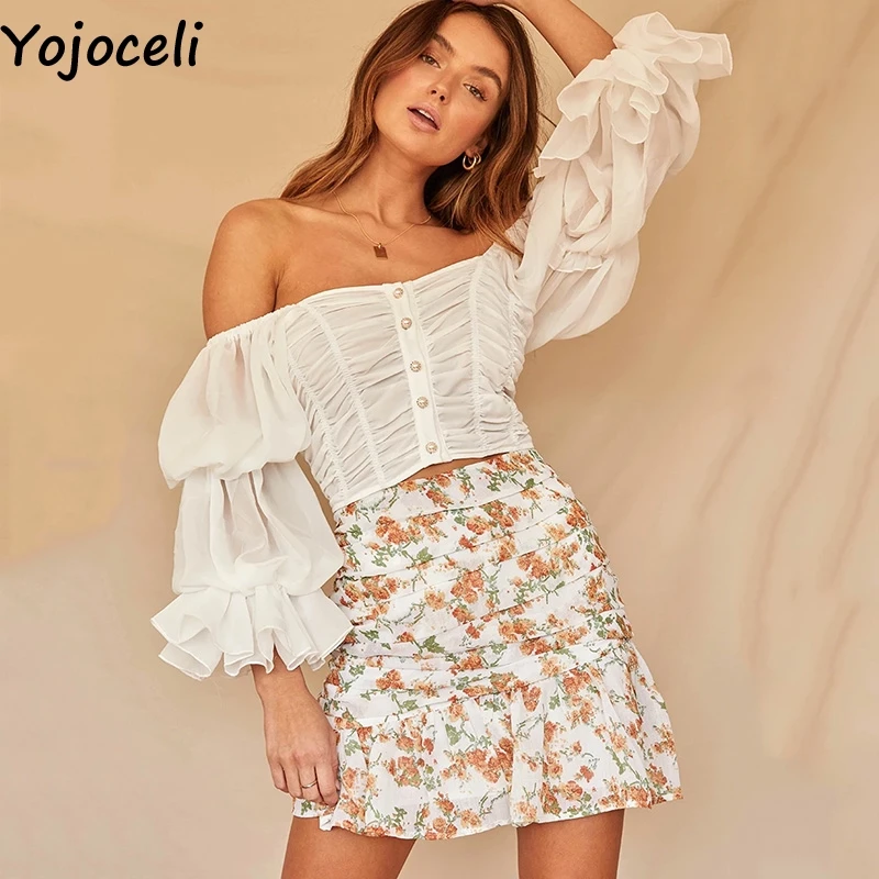 Женская плиссированная блузка Yojoceli элегантная повседневная крутая пляжная с