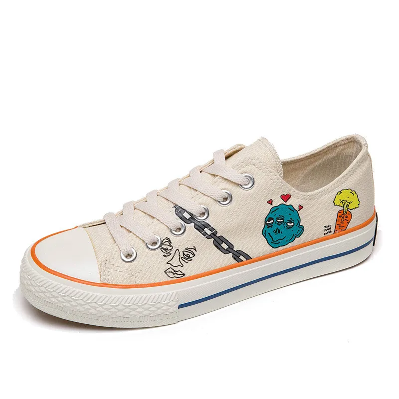 

Canvas Shoes Men Fashion Summer Breathable Hand Painted Casual Shoes Graffiti Non-slip Shoelace Sneakers Men Couple Shoes Women
