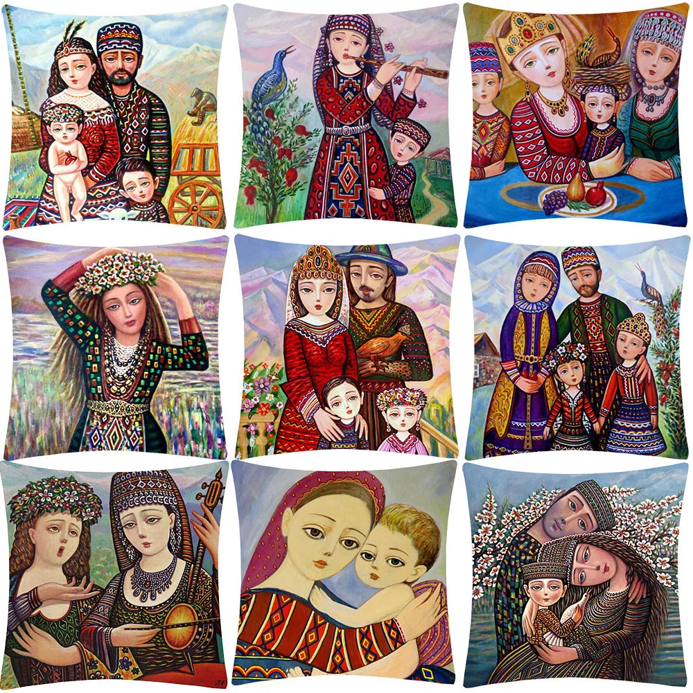Ручная роспись деревенские племена наволочки для племени семейные Женские