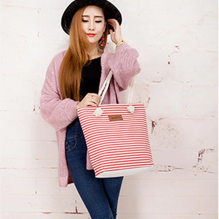 Женская Холщовая Сумка в полоску Большая вместительная сумка на молнии с зебрами