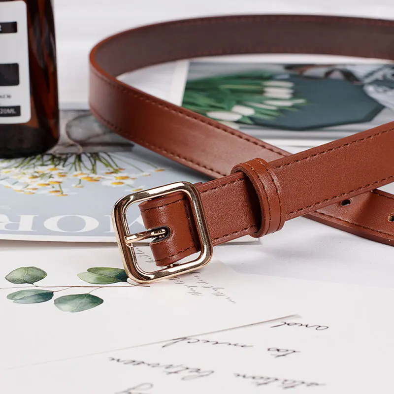 

Fashion High Quality Black Pu Leather Belts For Women Gold Silver Color Metal Pin Buckle Waist Belt Casual Dress Jeans Wasitband