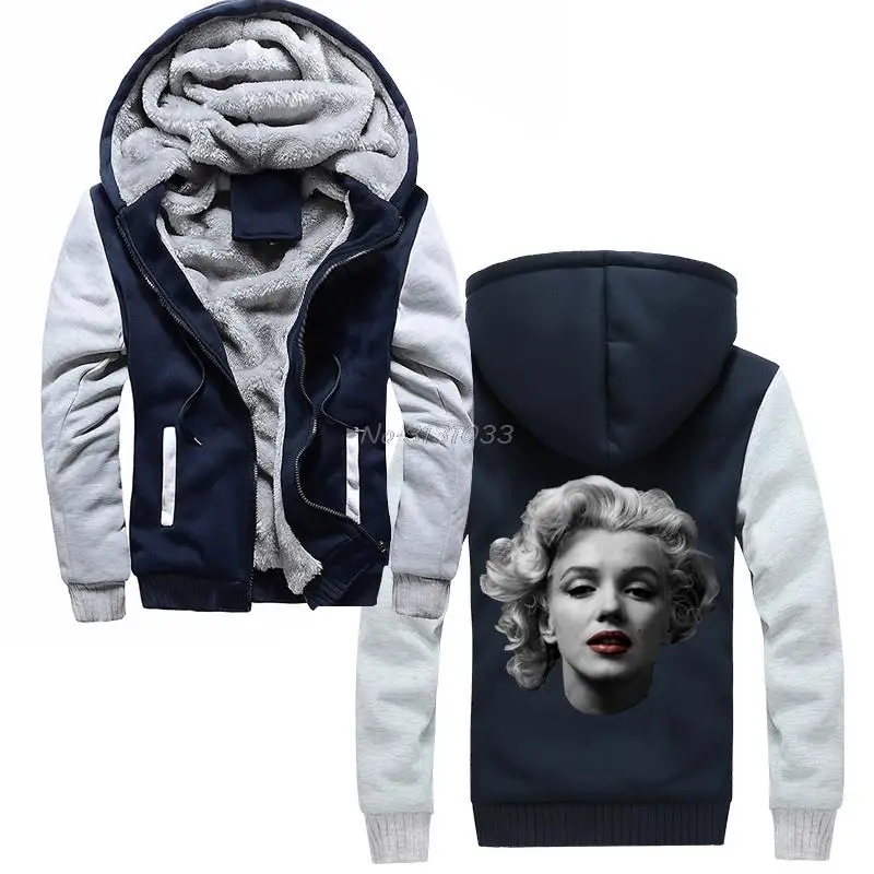 Мужская толстовка с капюшоном Marilyn Monroe зимняя утепленная в стиле хип-хоп уличная