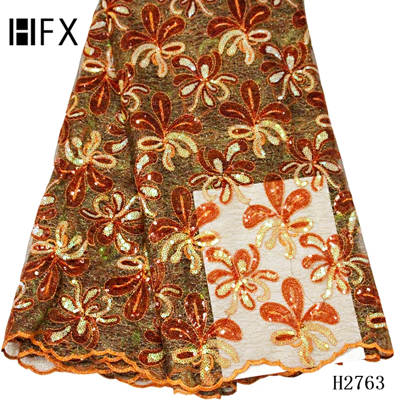 HFX 3D цветок DIY шифон органзы кружева ткань напечатаны 130 см аппликация свадебное платье одежда сумка аксессуары коричневый F2763