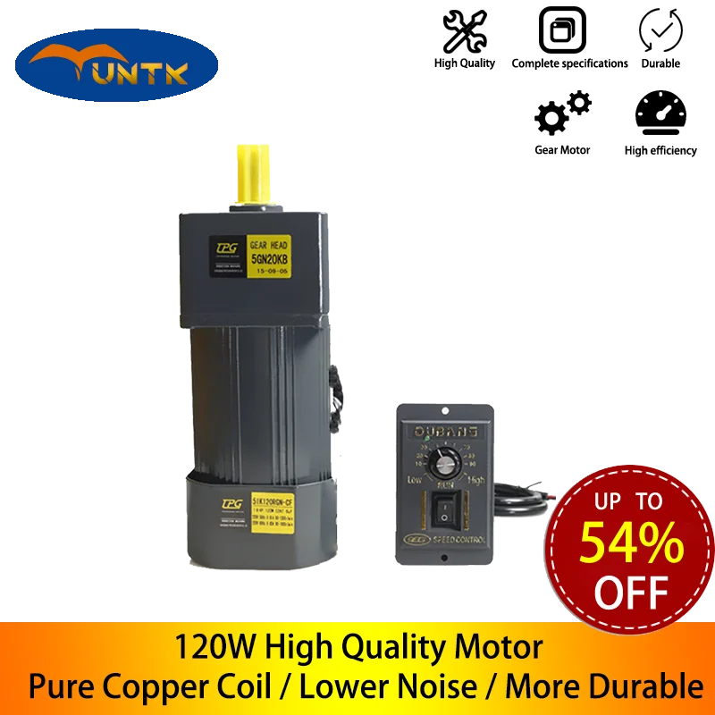120W 220V AC Gear Electric Motor с регулятором скорости Регулируемая скорость Однофазный