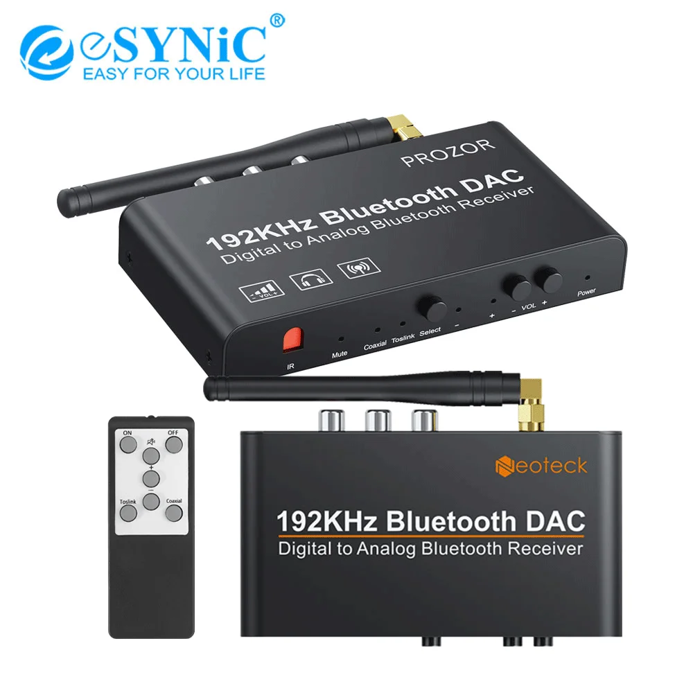 ESYNiC 192 кГц Bluetooth DAC цифровой коаксиальный Toslink к аналоговому стерео L/R RCA 3 5 мм аудио