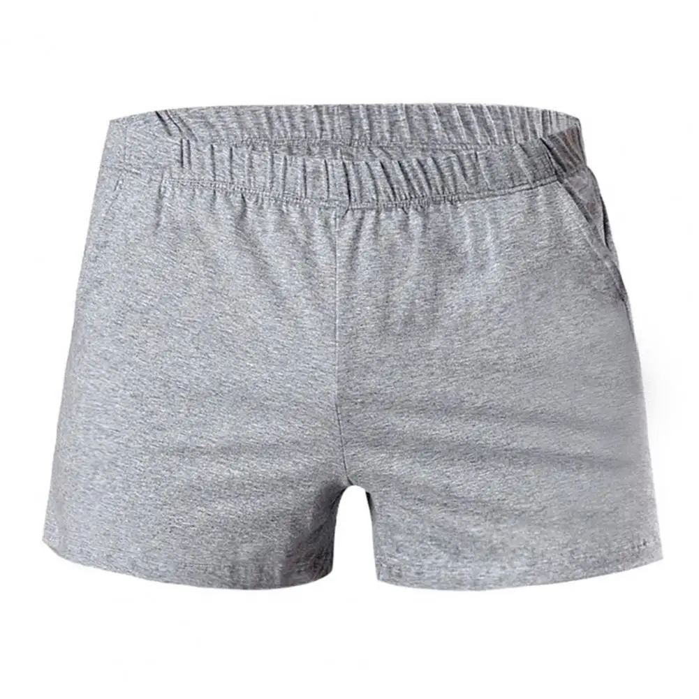 

Soutong Sollid Color Men Underpants Side Pockets Comfy Elastic Waist Loose Boxer Underwear for Inside Wear