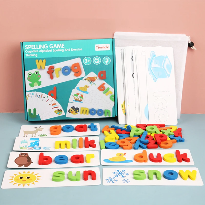 Montessori Детские заклинание слова игры деревянные Игрушки для раннего обучающий