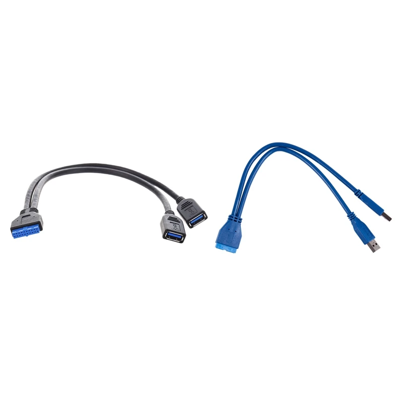 2 шт. 2-портовый Кабель-адаптер с USB 3 0 на 20-контактный разъем синий и черный |