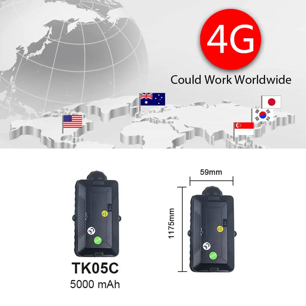 GPS-трекер TK05C 4G LTE водонепроницаемый IP67 90 дней в режиме ожидания | Автомобили и