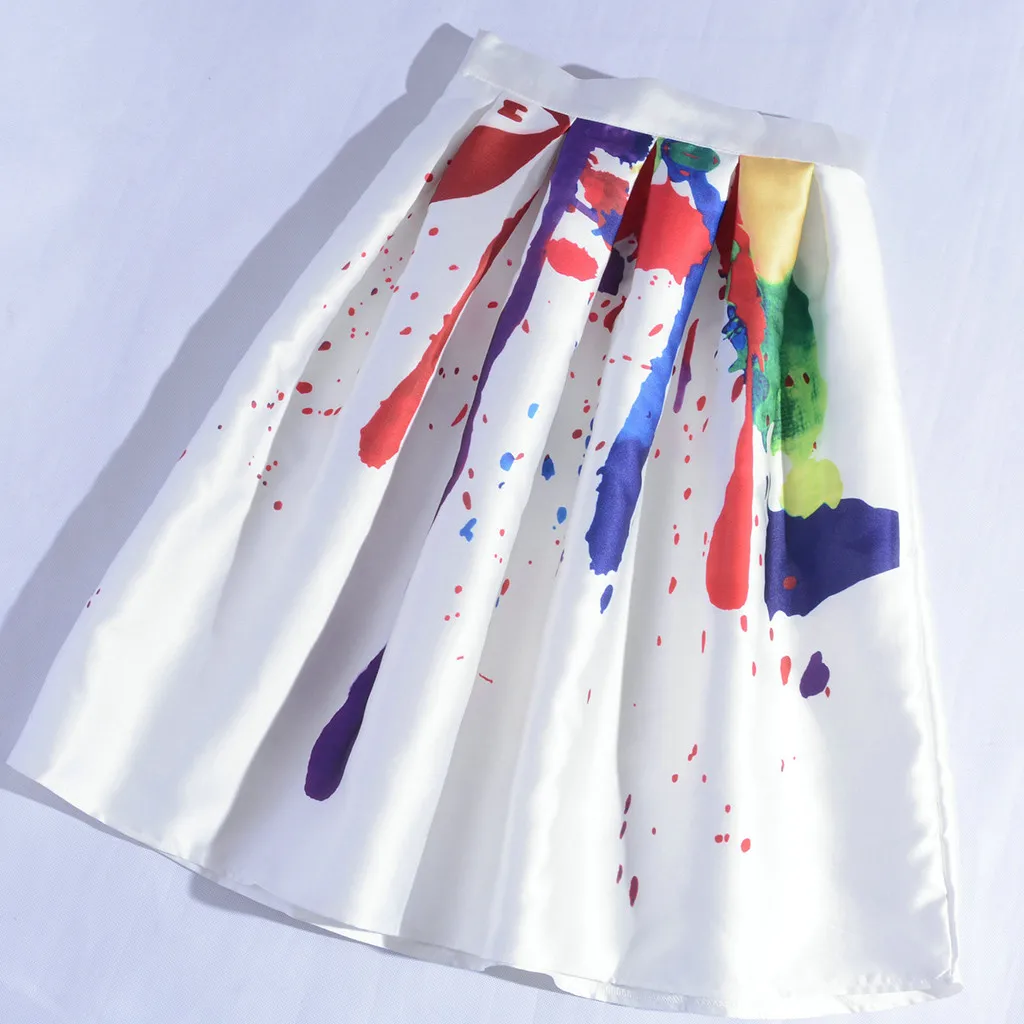 Женская юбка shein винтажная трапециевидная окрашенная с высокой талией принтом