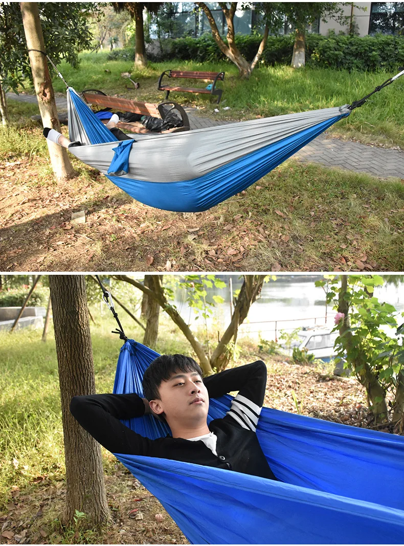 

Outdoor camping hammock parachute cloth 260*140 single camping hammock hammock portable canvas Folding hammock