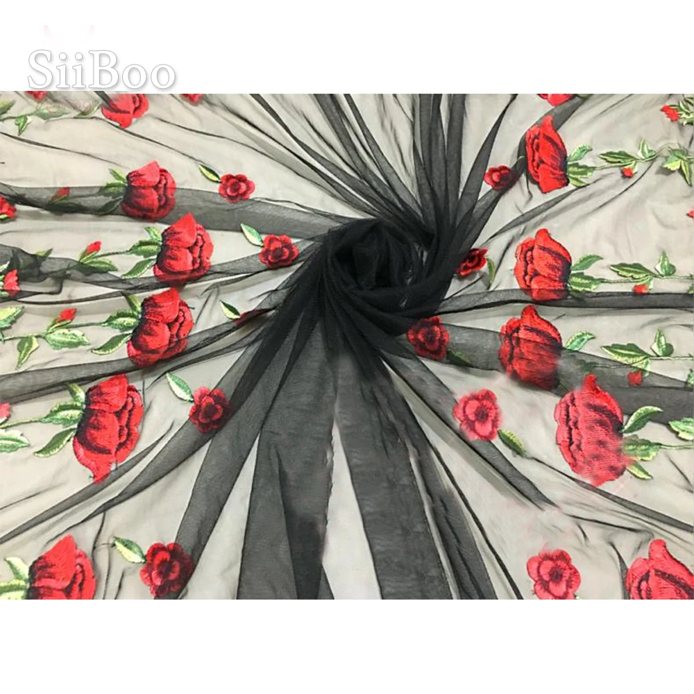 Черно-белая кружевная ткань с цветочной вышивкой для свадебной вечеринки