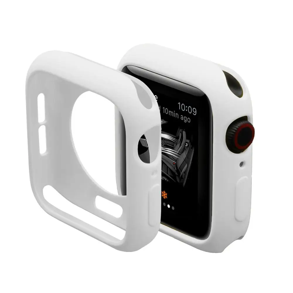 Белый Чехол для Apple Watch, версии 5/4/3/2/1 40 мм 44 нуля; Цвет Розовый Красочный мягкий чехол s для наручных часов iWatch, версия 3, 2, 42 мм, 38 мм - Цвет: Белый