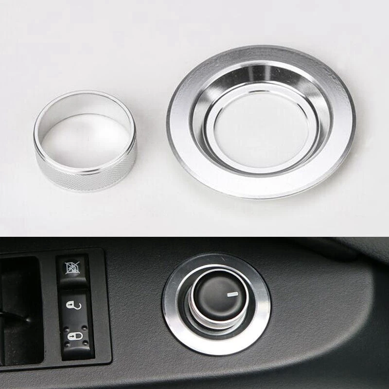 

2 шт. серебристая алюминиевая боковая зеркальная Регулировка переключатель управления красная крышка отделка рамка кольцо Крышка для Jeep ...